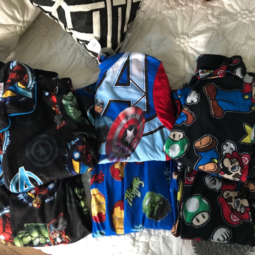 3 pair boys size 8 long sleeve flannel pjs
